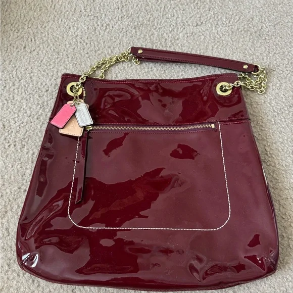 Red Patent Leather Coach Tote Bag - Picture 2 of 4